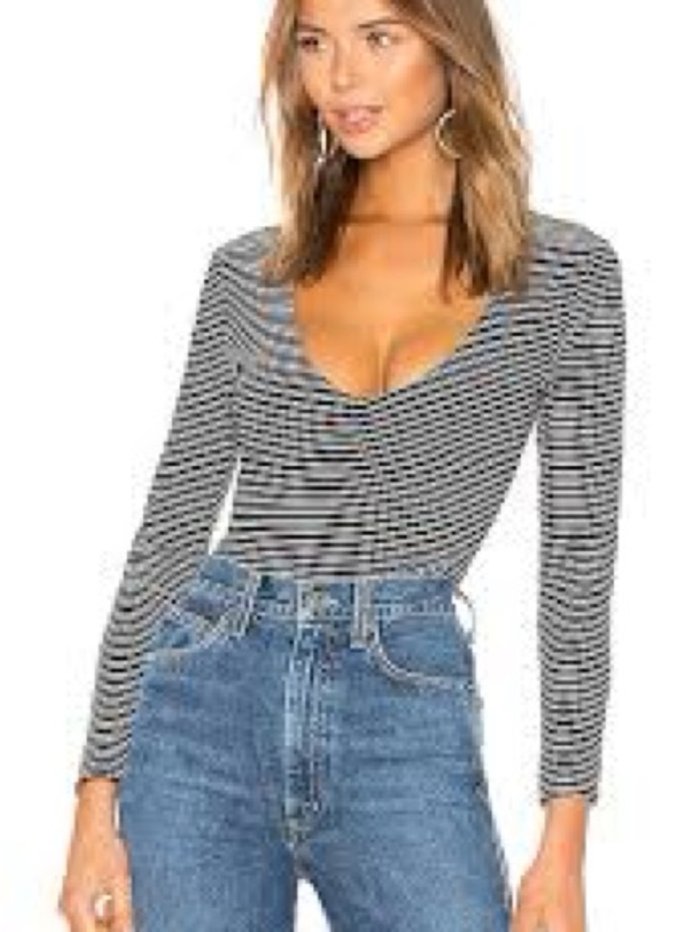 Everlane Black & White Stripe Double-Layer Bodysuit XS | Supima Cotton